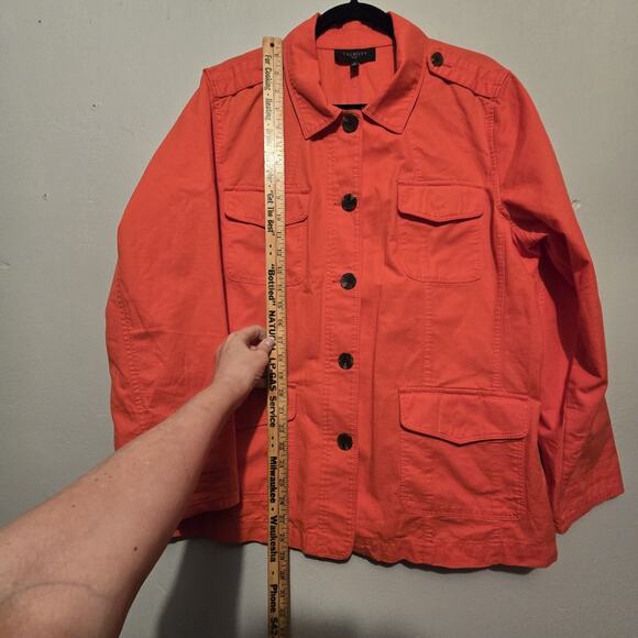 Talbots 100% Cotton Jacket Womens Plus 1X Orange Fall Autumn Pockets Classic EUC - Picture 9 of 12